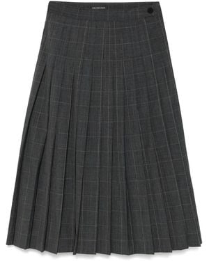 Balenciaga Checked Midi Skirt - Grey
