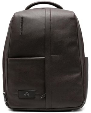 Piquadro Russel Grained-Leather Backpack - Black