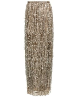 Brunello Cucinelli Sequin Fringed Skirt - Natural