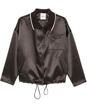 Sandro Satin-Finish Contrast-Trim Jacket - Brown