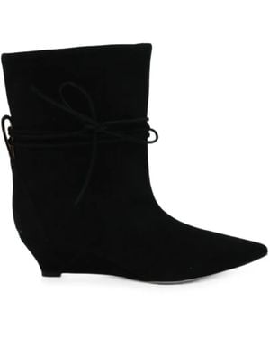 Odissi Bow-Detail Wedge-Heel Boots - Black