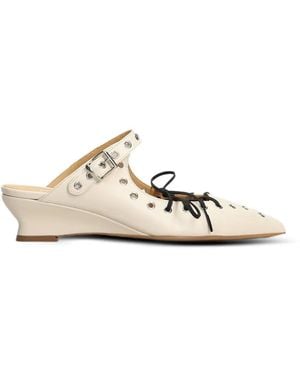 Alchimia Eyelet-Embellished Lace-Up Mules - White