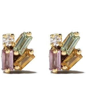 Suzanne Kalan Pendientes En Oro Amarillo De 18Kt Con Diamante Y Zafiro - Metálico
