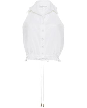 Cara Cara Button-Up Halter Top - White