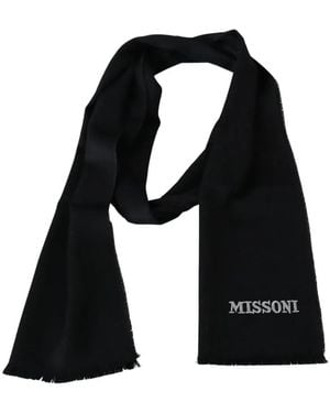 Missoni Écharpe Frangée À Logo Brodé - Noir