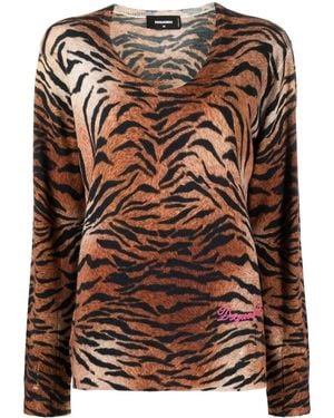 DSquared² ディースクエアード レオパード セーター - ブラウン