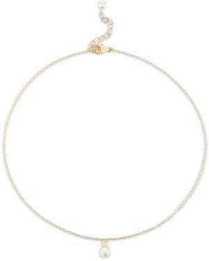 Mateo 14K Single Pearl Drop Chain Anklet - White