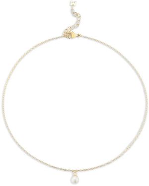 Mateo 14K Single Pearl Drop Chain Anklet - White