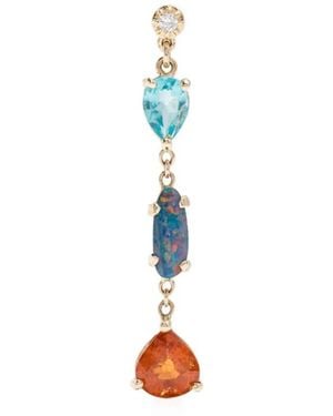 Jacquie Aiche Pendiente Sophia En Oro Amarillo De 14 Ct Con Gemas - Blanco