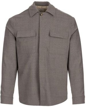 Eleventy Chest-Pocket Overshirt - Grijs