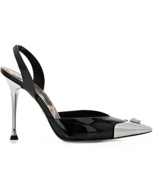 Philipp Plein Crystal-Skull Slingback Court Shoes - White