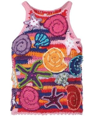 Celiab Venus Crocheted Crew-Neck Tank Top - Pink