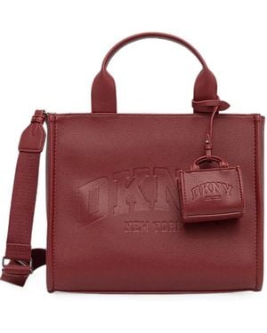 DKNY Hadlee Logo-Embossed Charm Tote Bag - Red
