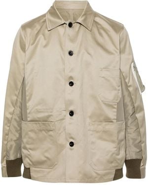 Sacai Panelled Twill Shirt Jacket - Natural