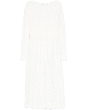 Antonino Valenti Robe Mi-Longue Plissée À Détails D'Œillets - Blanc