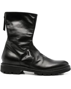 Henderson Rear-Zip Leather Boots - Black