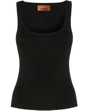 Missoni Metallic-Threading Scoop-Neck Tank Top - Black