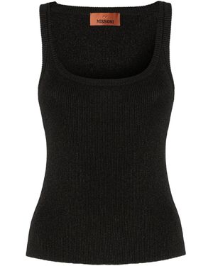 Missoni Ribbed Scoop-Neck Top - Black