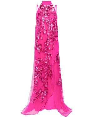 Saiid Kobeisy Sequin-Embellished Wide-Leg Jumpsuit - Pink