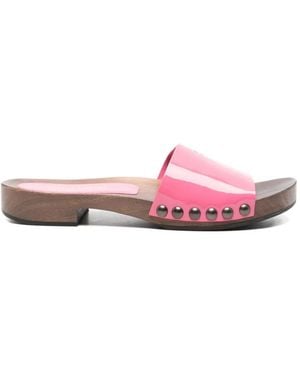 Miu Miu Logo-Print Flat Sandals - Pink