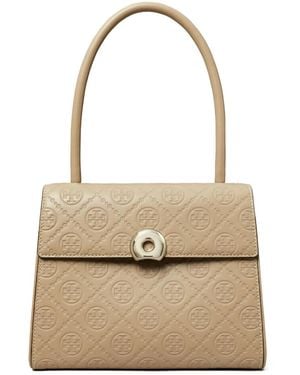 Tory Burch Deville T モノグラム ハンドバッグ S - ナチュラル