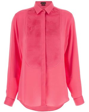 Tom Ford Pleated Silk Shirt - Pink