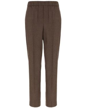 Peserico Bead-Embellished Elasticated Pants - Brown