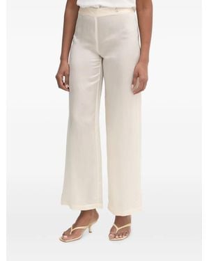 Patrizia Pepe Logo-Plaque Wide-Leg Trousers - Natural