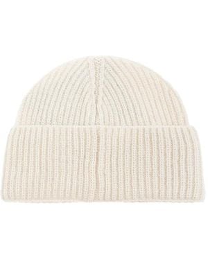 Moncler Ribbed Logo-Patch Beanie - Weiß