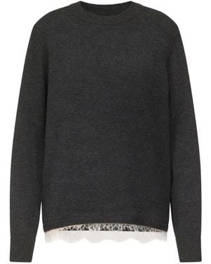 Loulou de Saison Arvo Lace-Trim Sweater - Black