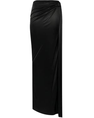 Elisabetta Franchi Draped Side-Slit Skirt - Black