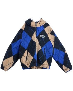 Versace Jeans Couture Giacca A Rombi Con Cappuccio - Blu