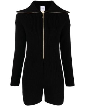 Patou Ribbed-Knit Long-Sleeved Playsuit - Black