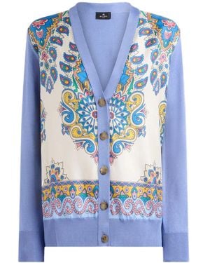Etro Cerulean Cotton Blend Cardigan - Blue