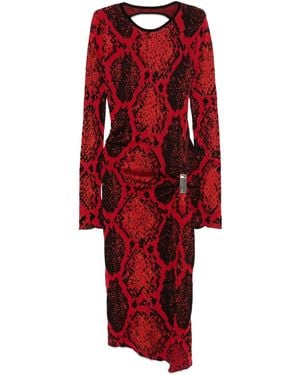 The Attico Midikleid mit Schlangenleder-Print - Rot