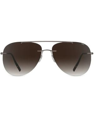 Silhouette Lunettes De Soleil Canatara Rimless À Monture Pilote - Brown
