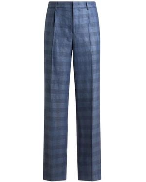 Etro Checked Pants - Blue