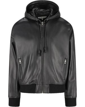 Loewe Hooded Leather Jacket - Black