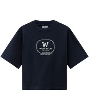 Woolrich Logo Cotton T-shirt - Blue