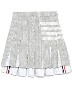 Thom Browne 4-Bar Tweed Mini Skirt - White