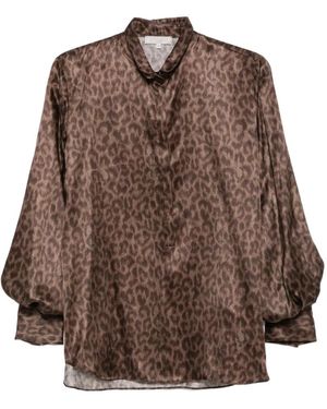 Antonelli Cassata Hemd Aus Seidengemisch Mit Leopardenprint - Braun