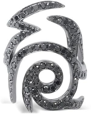 Stefere 18K Diamond Spiral Ring - Black