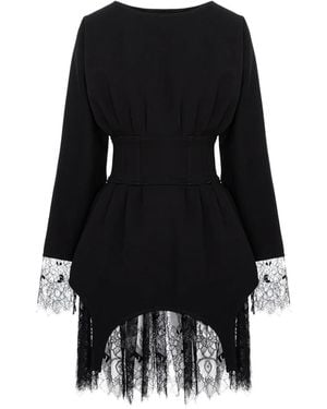 Hamza Fitted-Waist Lace Dress - Black