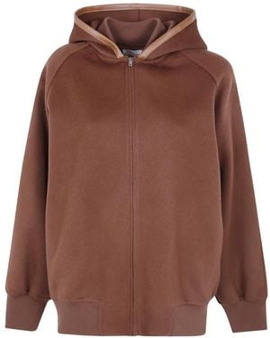 Semicouture Veste Sharleen À Capuche Bordée De Cuir - Brown