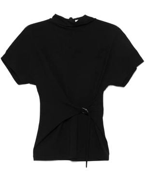 Brunello Cucinelli Tie-Front Short-Sleeve Top - Black