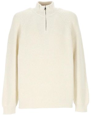 Anerkjendt Ribbed-Knit Quarter-Zip Knitwear - White