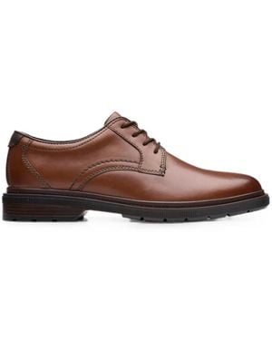Clarks Burchill Leather Derby Shoes - Brown
