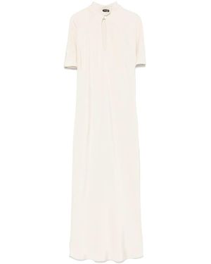 Kiton Keyhole-Neck Midi Dress - White