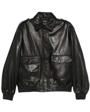 Arma Leather Bomber Jacket - Black