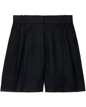 Another Tomorrow Leinen-Shorts Mit Bundfalten - Schwarz